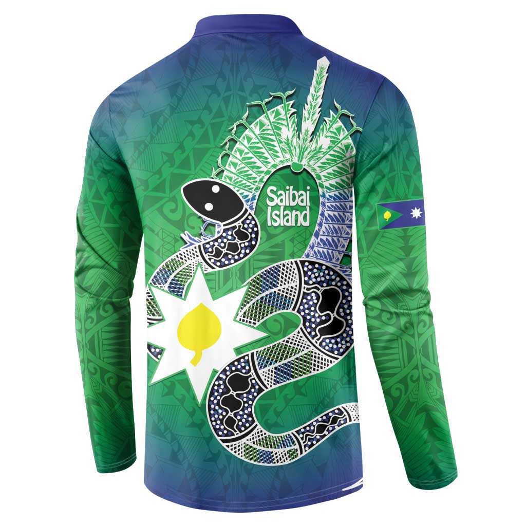 Australia Saibai Island Button Sweatshirt Papuan Black Snake With Dhari