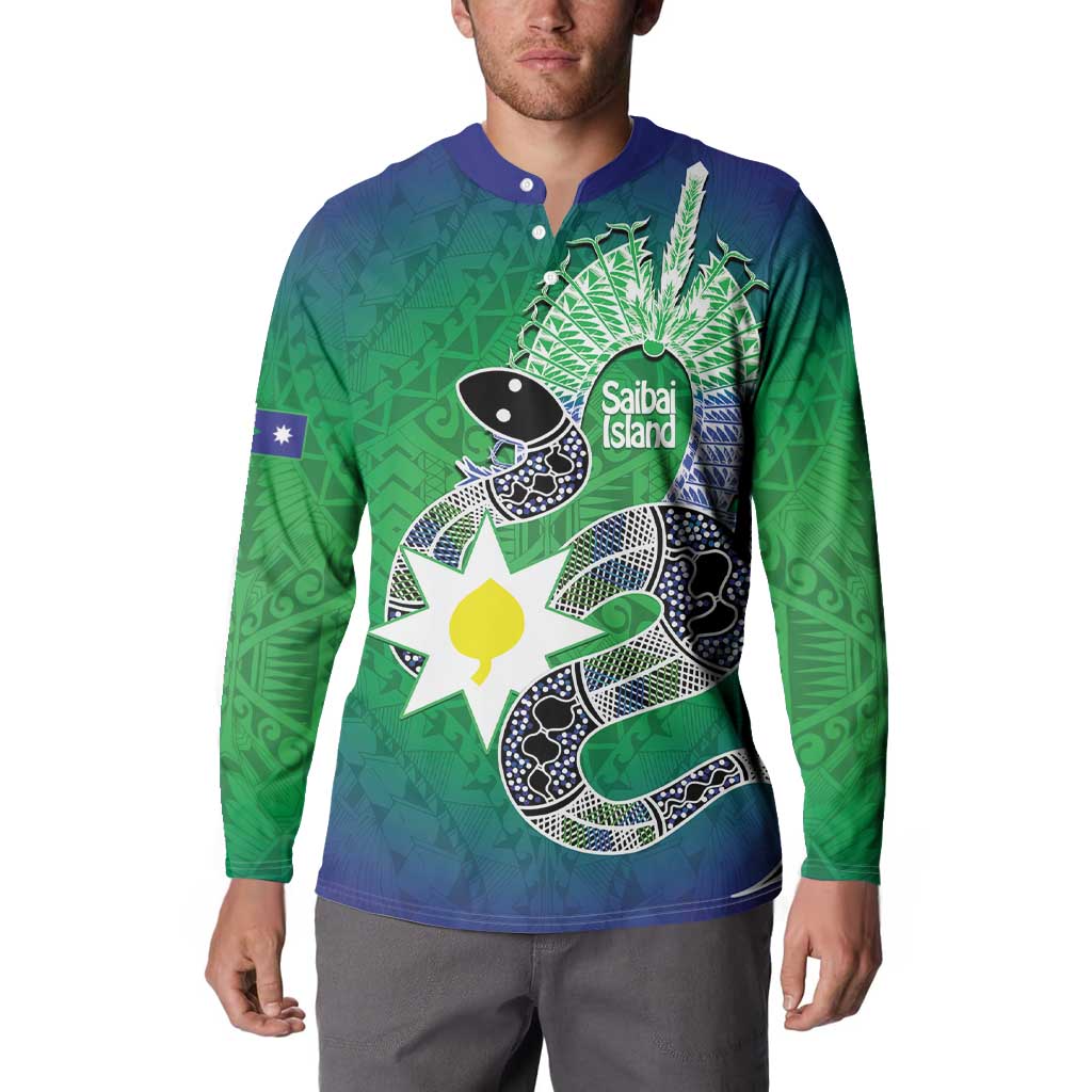 Australia Saibai Island Button Sweatshirt Papuan Black Snake With Dhari