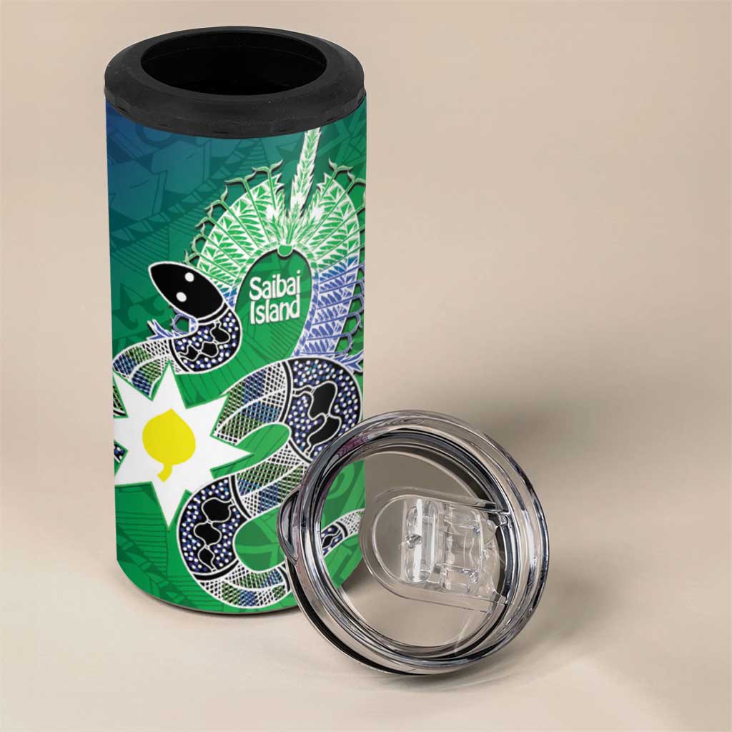 Australia Saibai Island 4 in 1 Can Cooler Tumbler Papuan Black Snake With Dhari