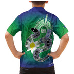 Australia Saibai Island Family Matching Mermaid Dress and Hawaiian Shirt Papuan Black Snake With Dhari