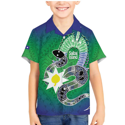 Australia Saibai Island Family Matching Mermaid Dress and Hawaiian Shirt Papuan Black Snake With Dhari