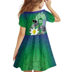 Australia Saibai Island Family Matching Off The Shoulder Long Sleeve Dress and Hawaiian Shirt Papuan Black Snake With Dhari