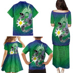 Australia Saibai Island Family Matching Puletasi and Hawaiian Shirt Papuan Black Snake With Dhari