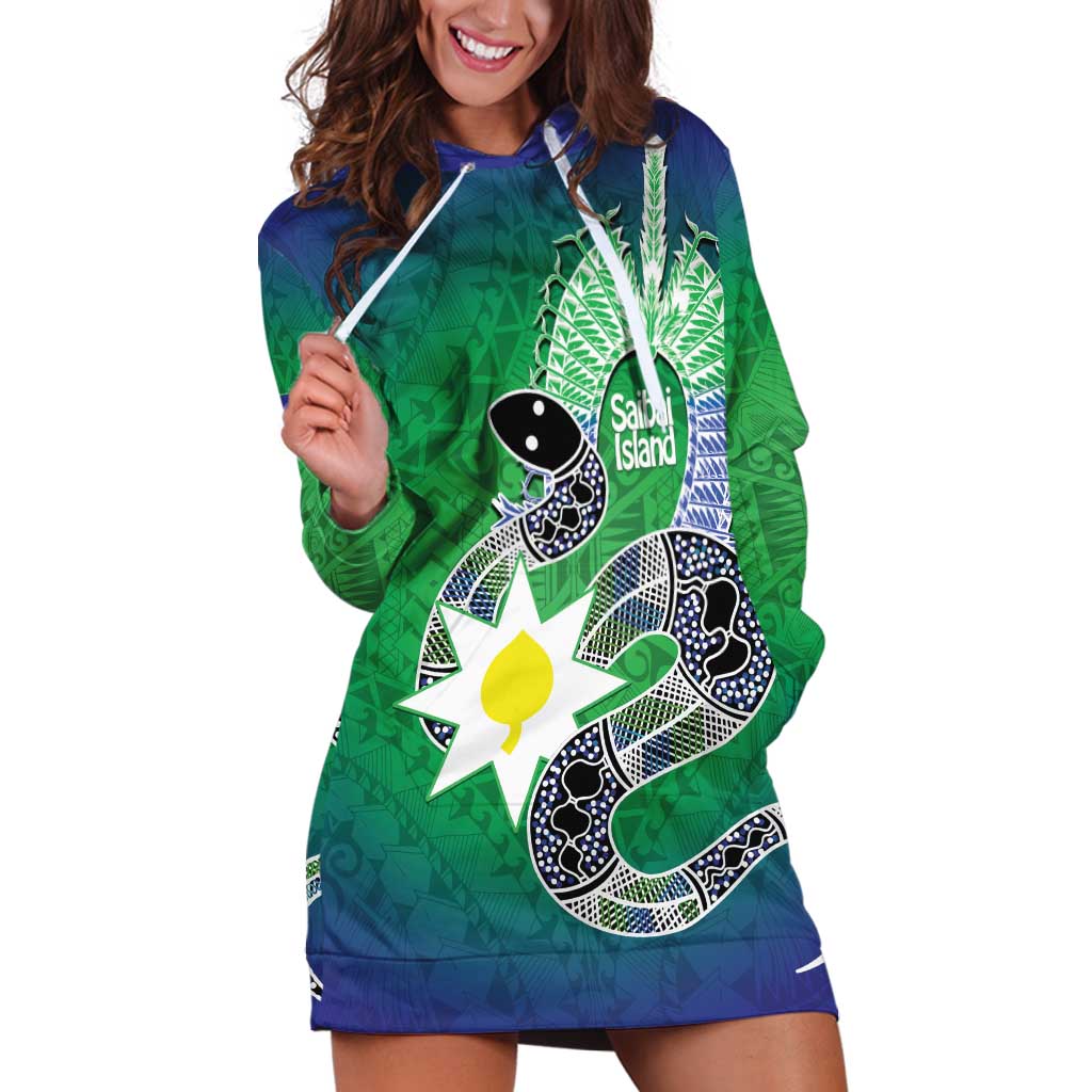 Australia Saibai Island Hoodie Dress Papuan Black Snake With Dhari