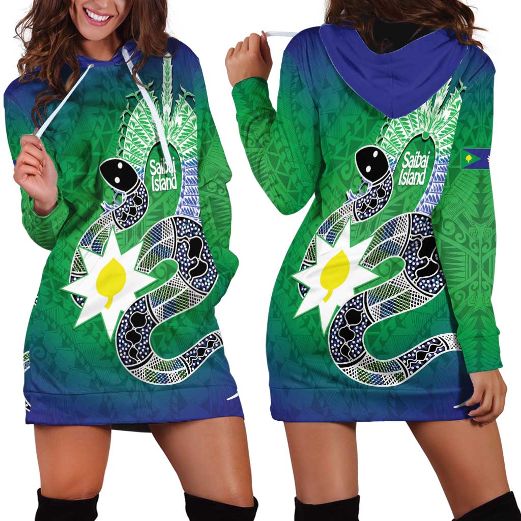 Australia Saibai Island Hoodie Dress Papuan Black Snake With Dhari