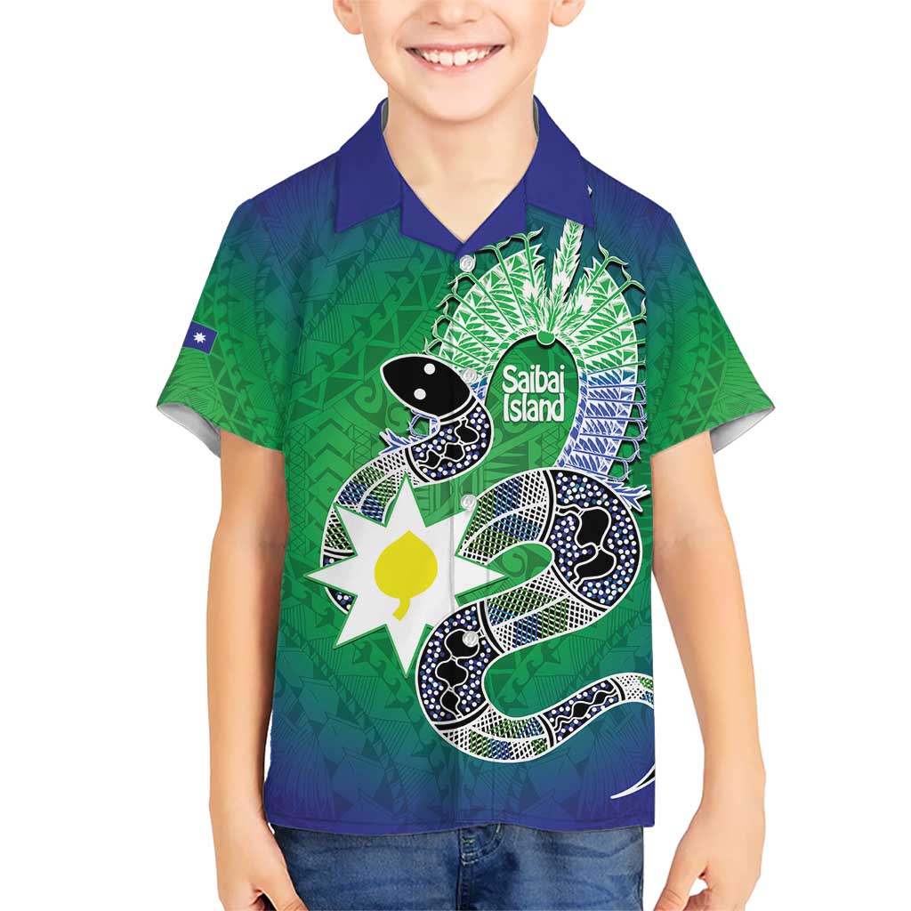 Australia Saibai Island Kid Hawaiian Shirt Papuan Black Snake With Dhari