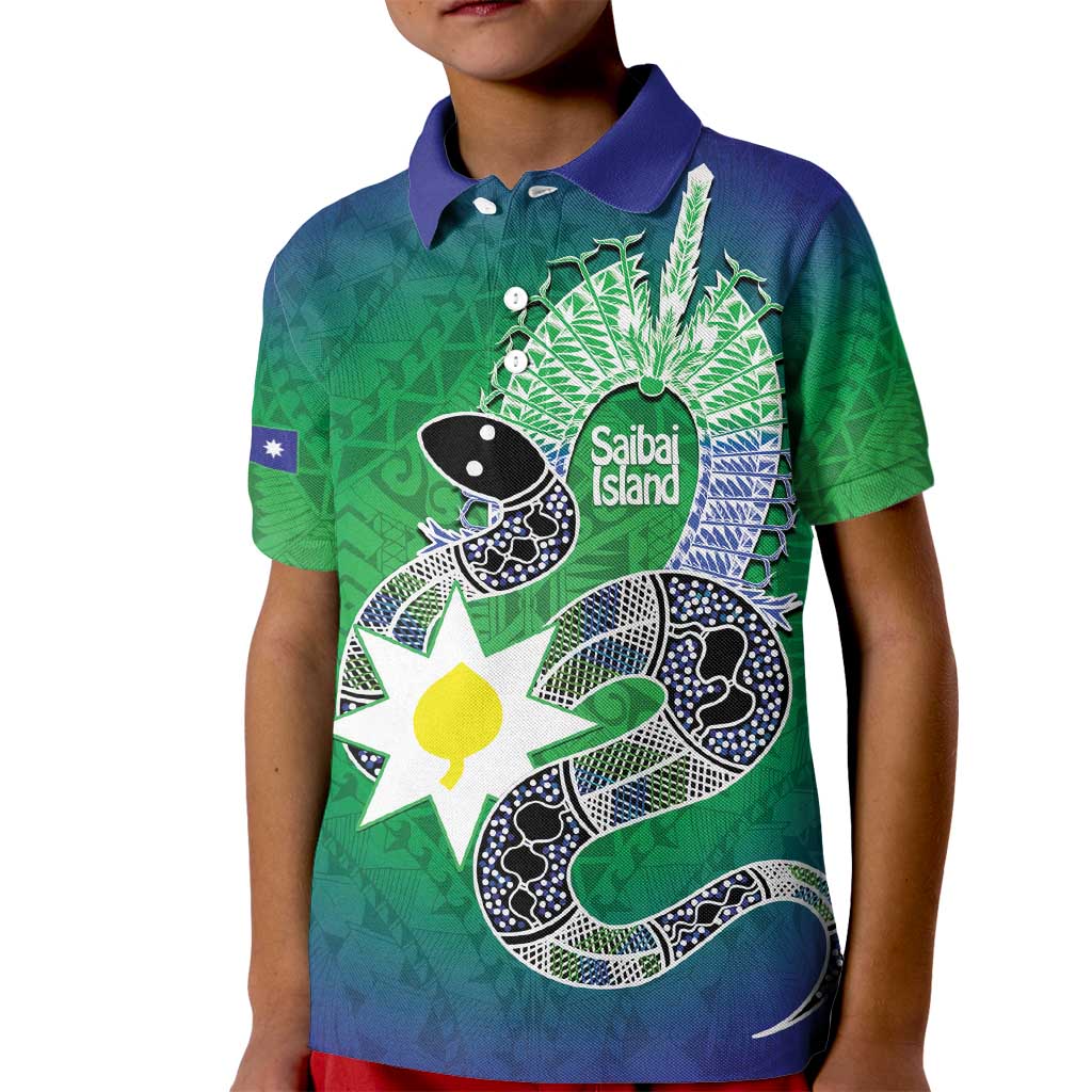 Australia Saibai Island Kid Polo Shirt Papuan Black Snake With Dhari