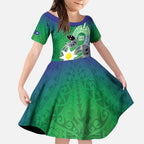 Australia Saibai Island Kid Short Sleeve Dress Papuan Black Snake With Dhari
