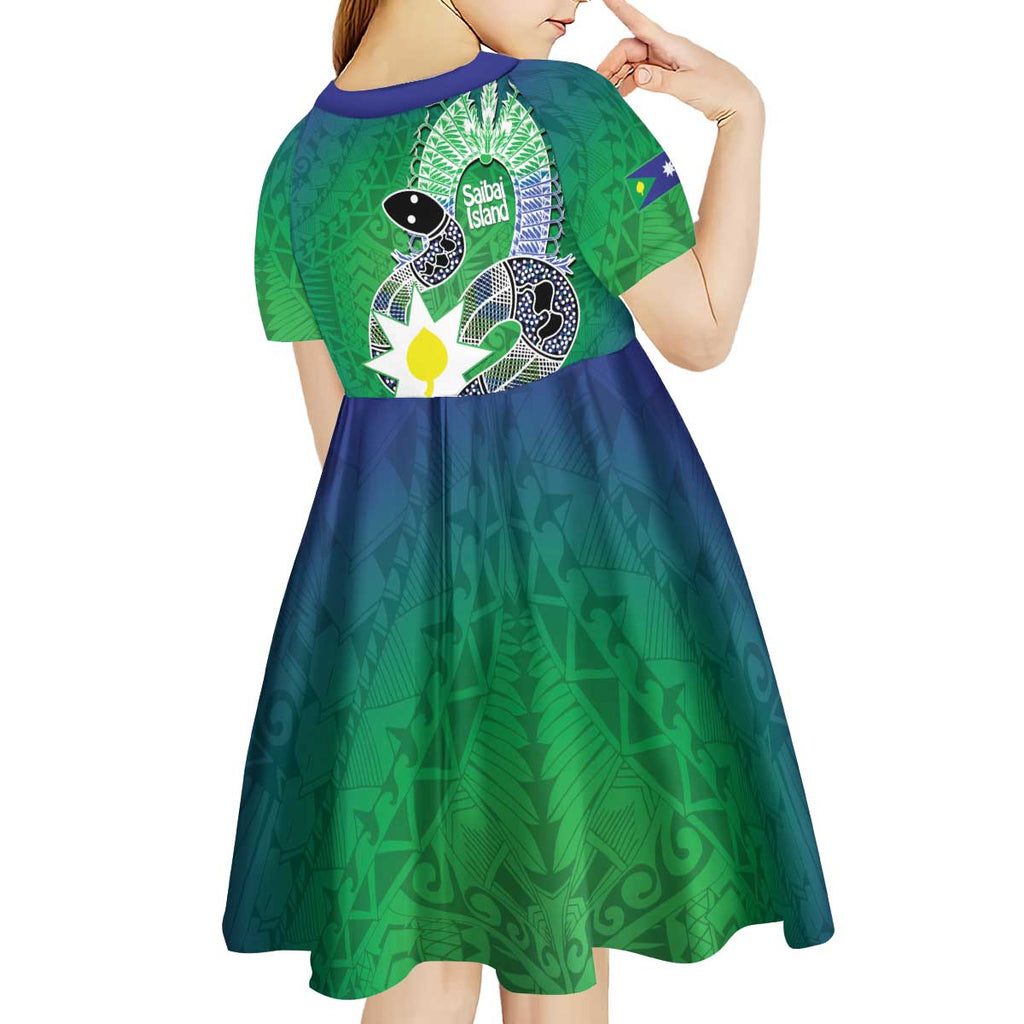 Australia Saibai Island Kid Short Sleeve Dress Papuan Black Snake With Dhari