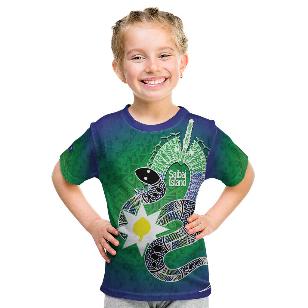 Australia Saibai Island Kid T Shirt Papuan Black Snake With Dhari