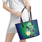 Australia Saibai Island Leather Tote Bag Papuan Black Snake With Dhari