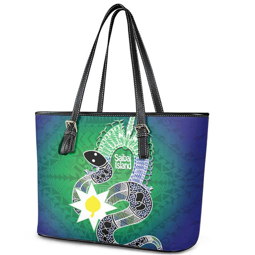 Australia Saibai Island Leather Tote Bag Papuan Black Snake With Dhari