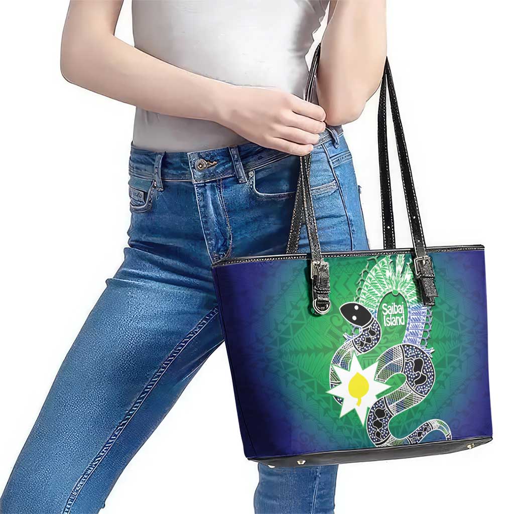 Australia Saibai Island Leather Tote Bag Papuan Black Snake With Dhari