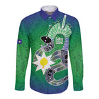 Australia Saibai Island Long Sleeve Button Shirt Papuan Black Snake With Dhari