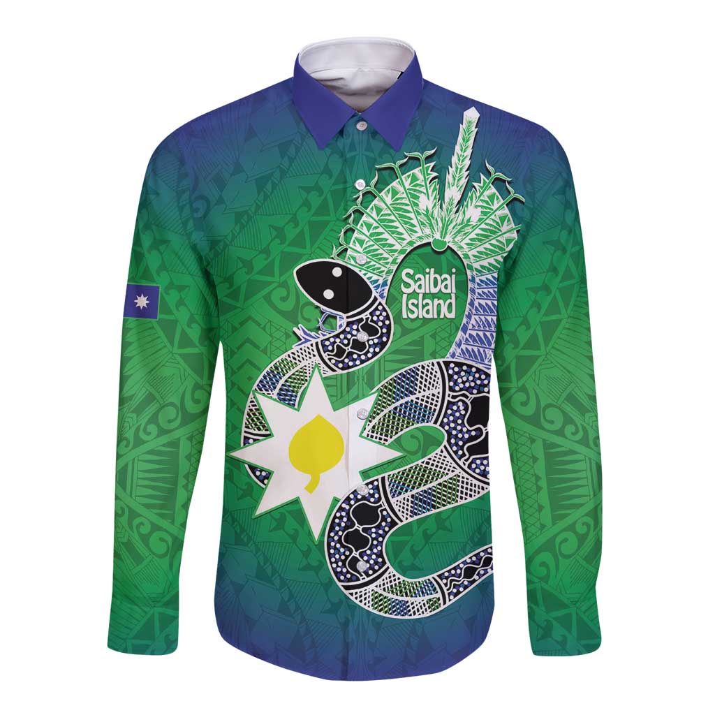 Australia Saibai Island Long Sleeve Button Shirt Papuan Black Snake With Dhari