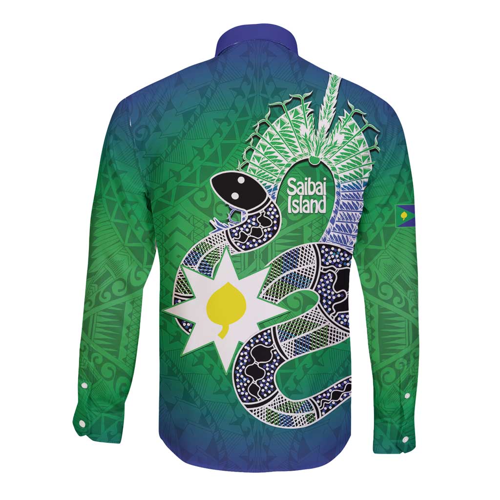 Australia Saibai Island Long Sleeve Button Shirt Papuan Black Snake With Dhari