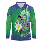 Australia Saibai Island Long Sleeve Polo Shirt Papuan Black Snake With Dhari