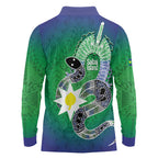 Australia Saibai Island Long Sleeve Polo Shirt Papuan Black Snake With Dhari