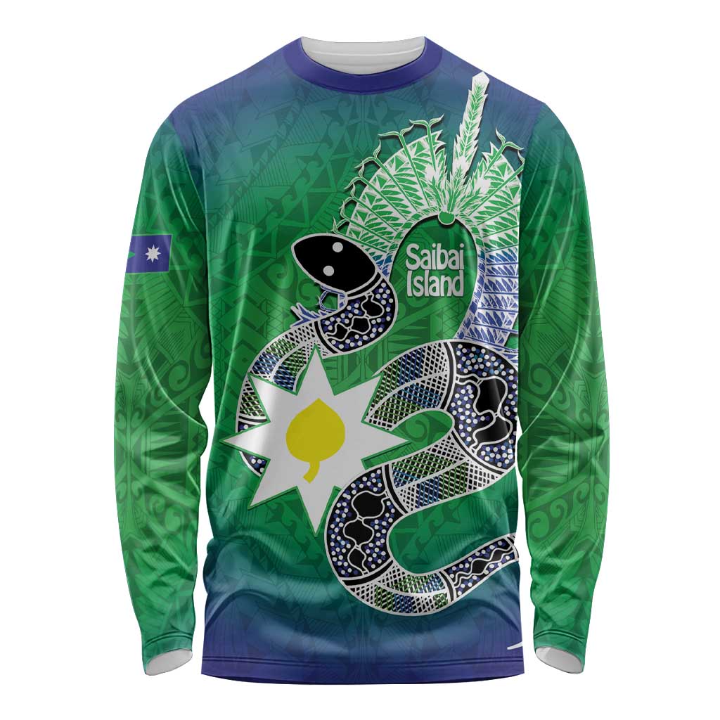 Australia Saibai Island Long Sleeve Shirt Papuan Black Snake With Dhari