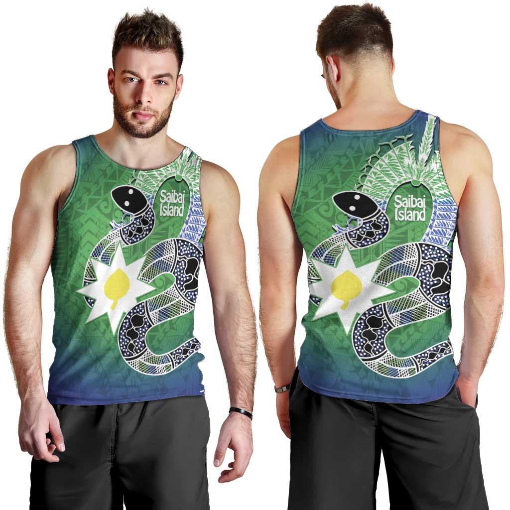 Australia Saibai Island Men Tank Top Papuan Black Snake With Dhari