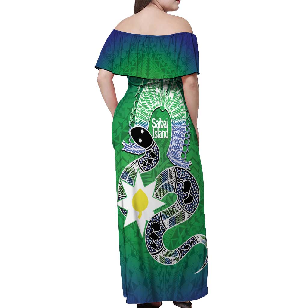 Australia Saibai Island Off Shoulder Maxi Dress Papuan Black Snake With Dhari