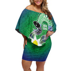 Australia Saibai Island Off Shoulder Short Dress Papuan Black Snake With Dhari