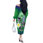 Australia Saibai Island Off The Shoulder Long Sleeve Dress Papuan Black Snake With Dhari