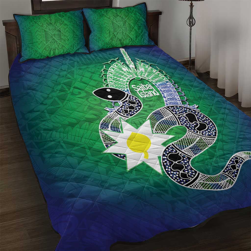 Australia Saibai Island Quilt Bed Set Papuan Black Snake With Dhari