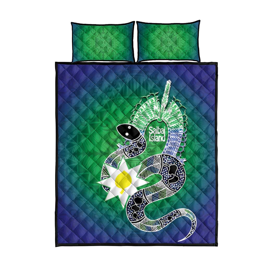 Australia Saibai Island Quilt Bed Set Papuan Black Snake With Dhari