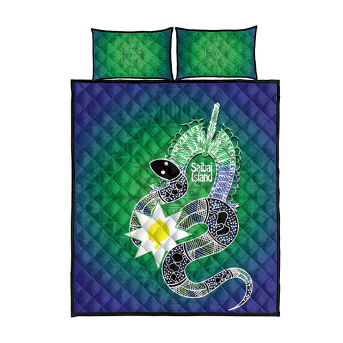 Australia Saibai Island Quilt Bed Set Papuan Black Snake With Dhari