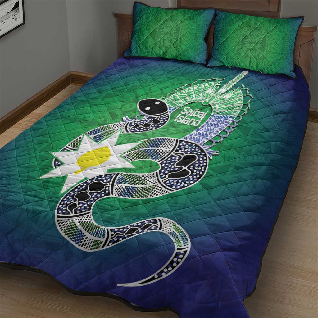 Australia Saibai Island Quilt Bed Set Papuan Black Snake With Dhari
