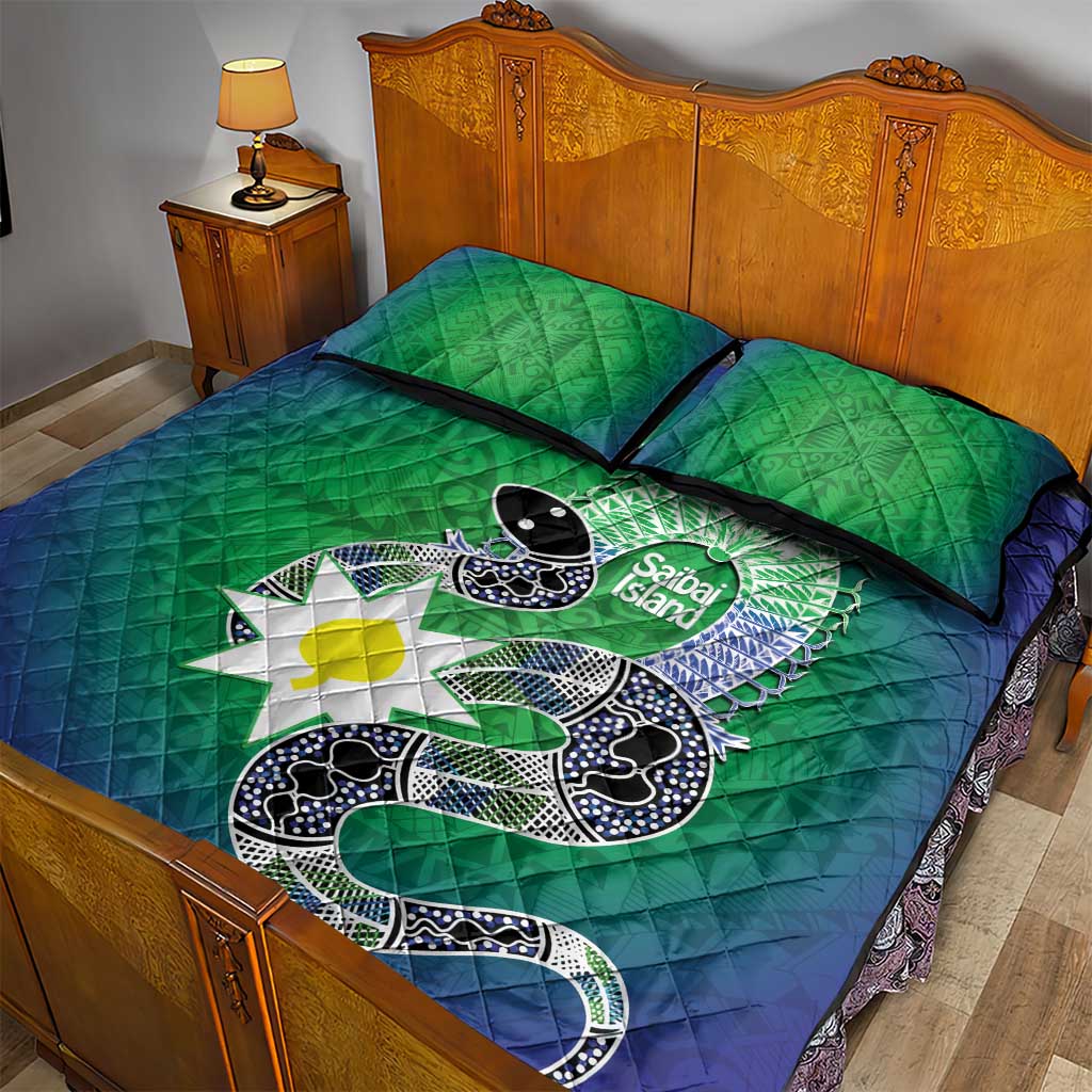 Australia Saibai Island Quilt Bed Set Papuan Black Snake With Dhari