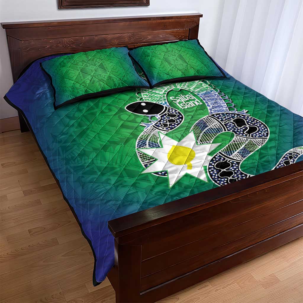 Australia Saibai Island Quilt Bed Set Papuan Black Snake With Dhari