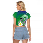 Australia Saibai Island Raglan Cropped T Shirt Papuan Black Snake With Dhari