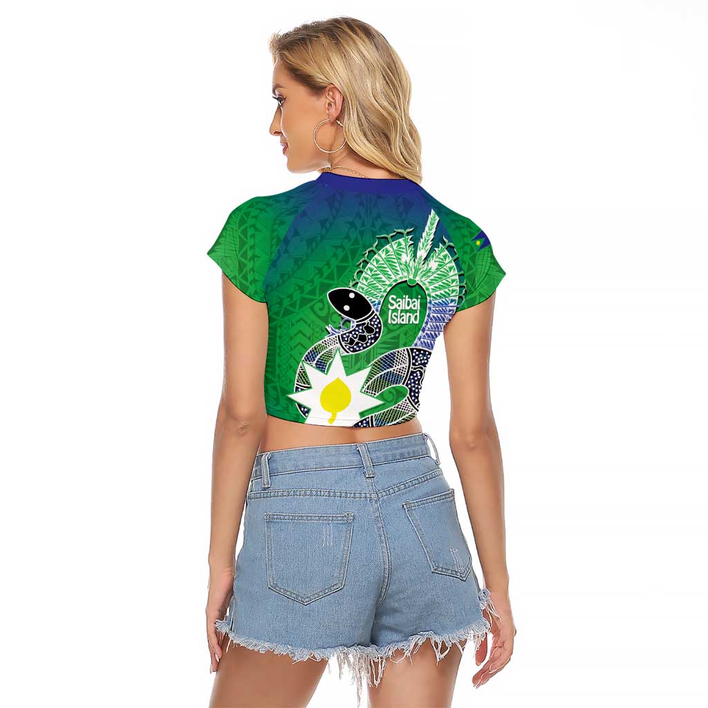 Australia Saibai Island Raglan Cropped T Shirt Papuan Black Snake With Dhari