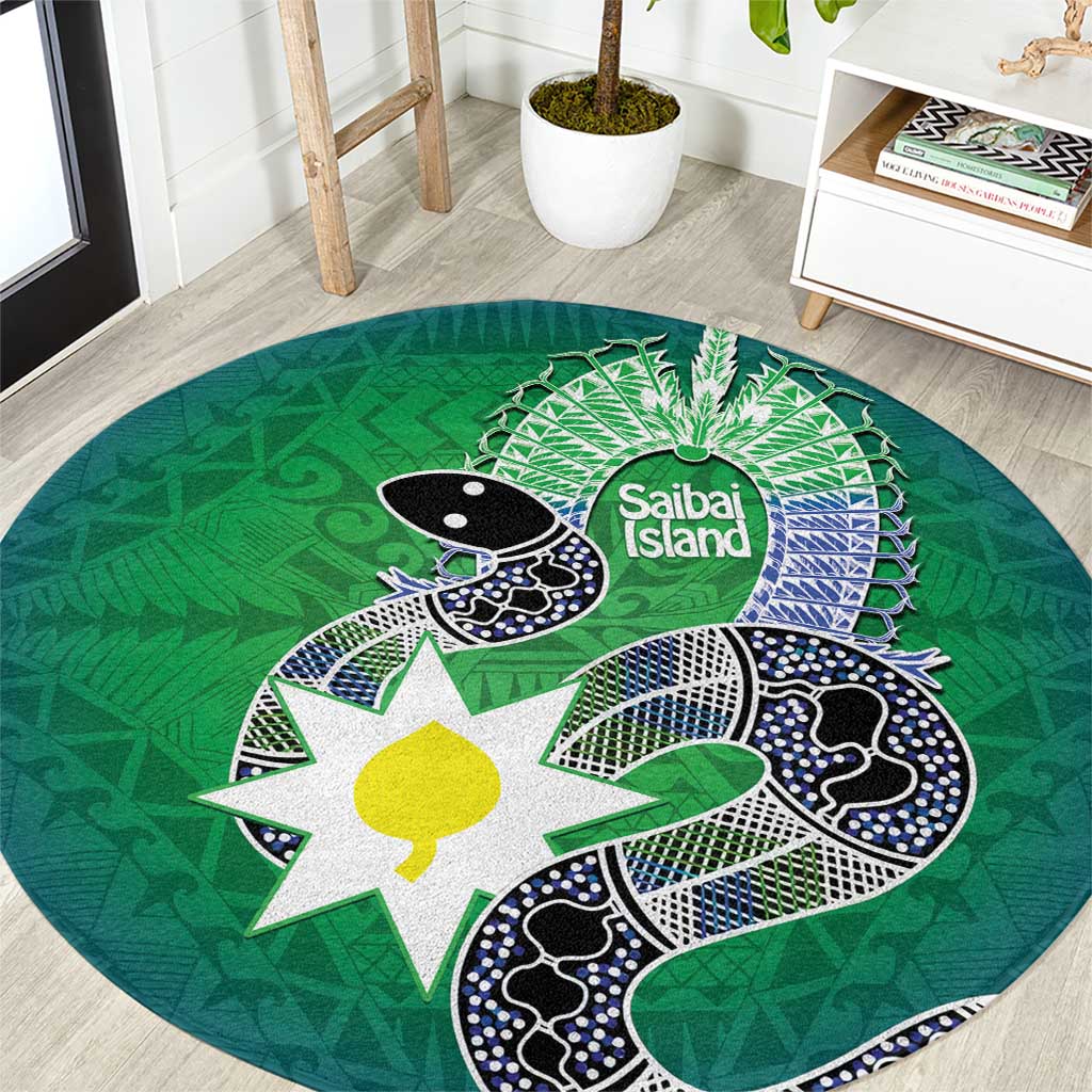 Australia Saibai Island Round Carpet Papuan Black Snake With Dhari
