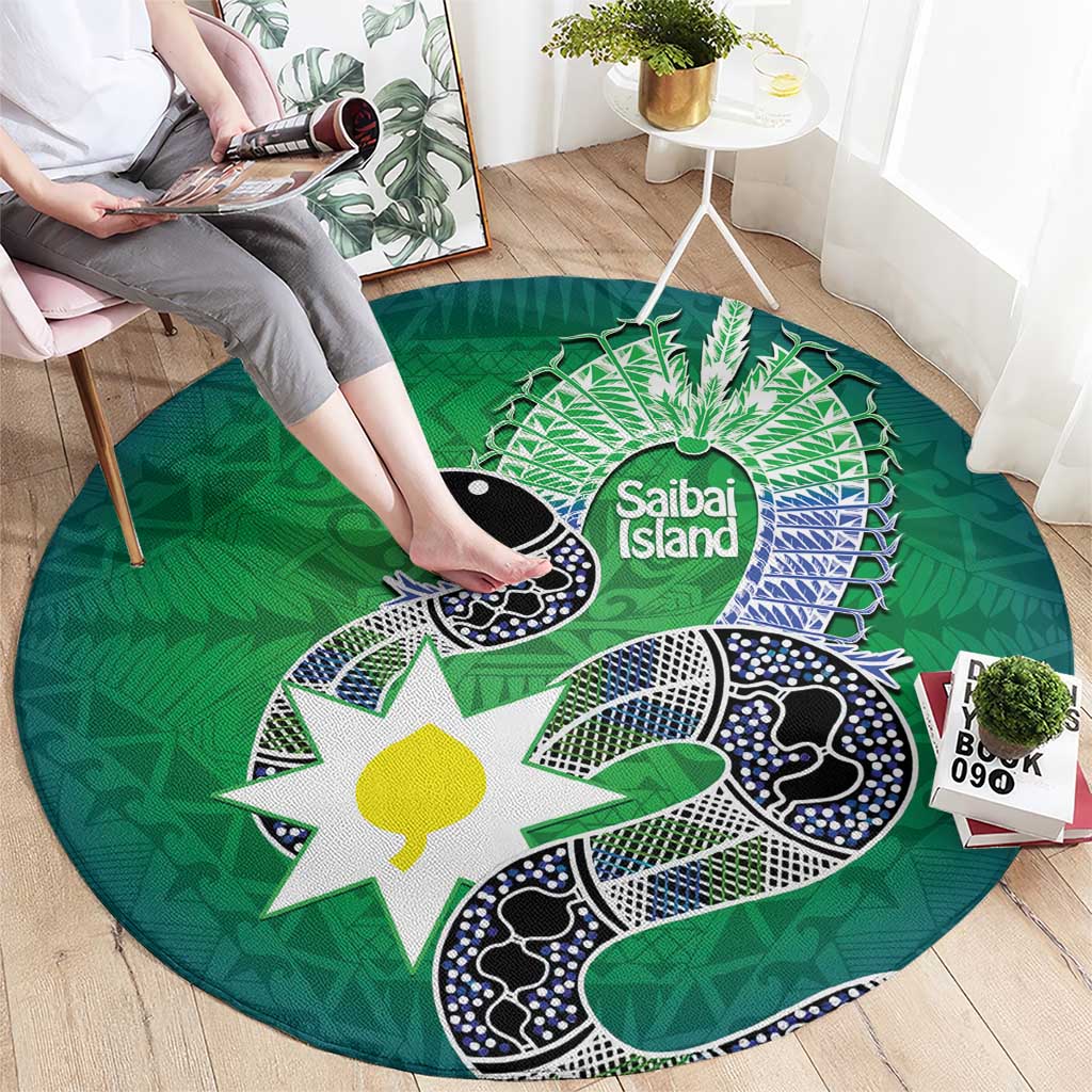 Australia Saibai Island Round Carpet Papuan Black Snake With Dhari