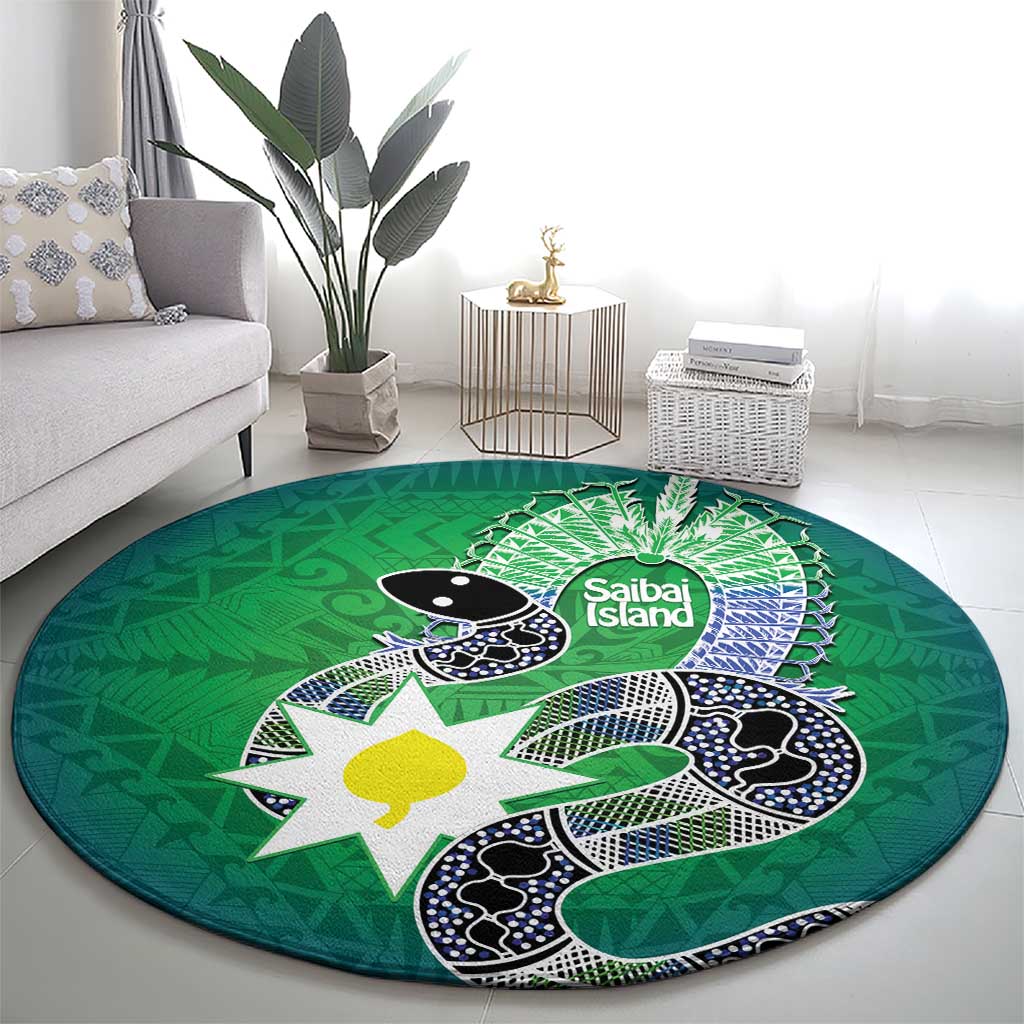 Australia Saibai Island Round Carpet Papuan Black Snake With Dhari