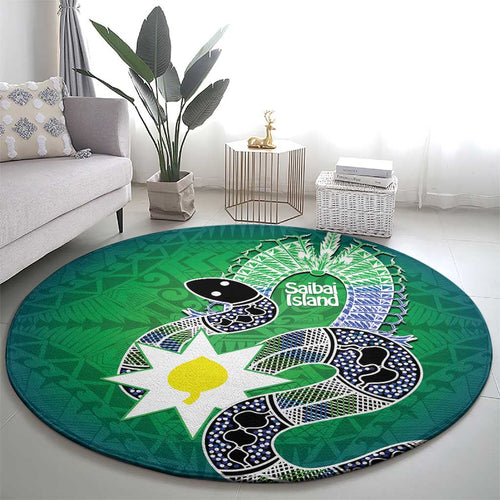 Australia Saibai Island Round Carpet Papuan Black Snake With Dhari