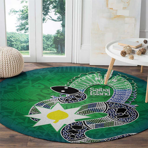 Australia Saibai Island Round Carpet Papuan Black Snake With Dhari