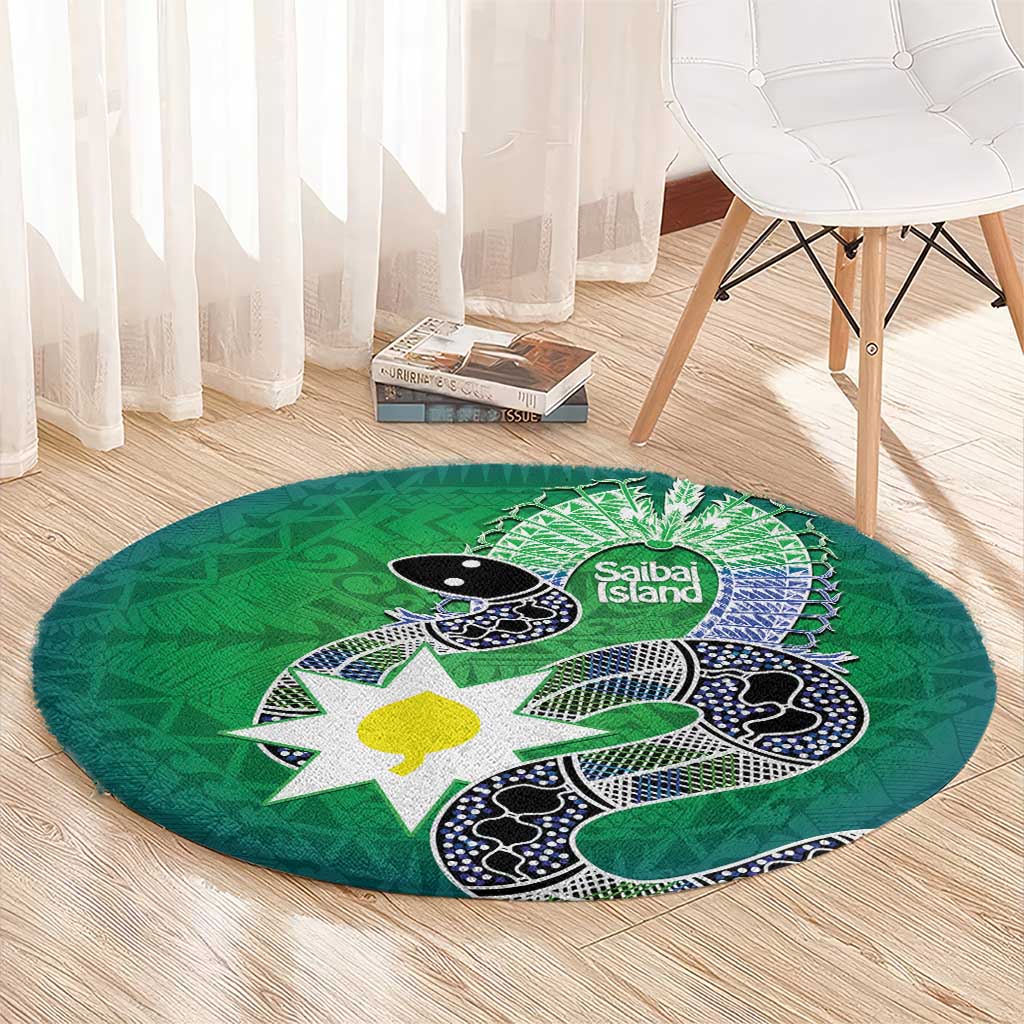 Australia Saibai Island Round Carpet Papuan Black Snake With Dhari