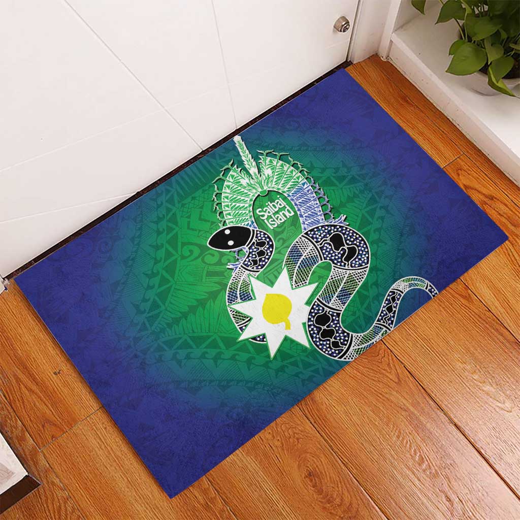 Australia Saibai Island Rubber Doormat Papuan Black Snake With Dhari