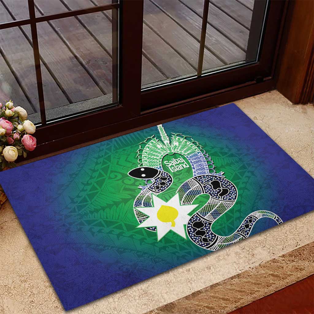 Australia Saibai Island Rubber Doormat Papuan Black Snake With Dhari