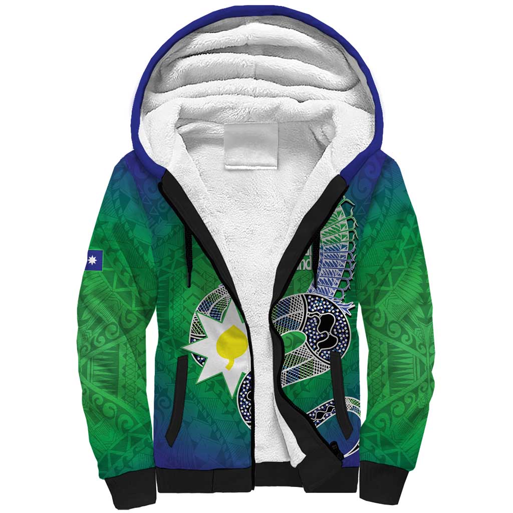Australia Saibai Island Sherpa Hoodie Papuan Black Snake With Dhari