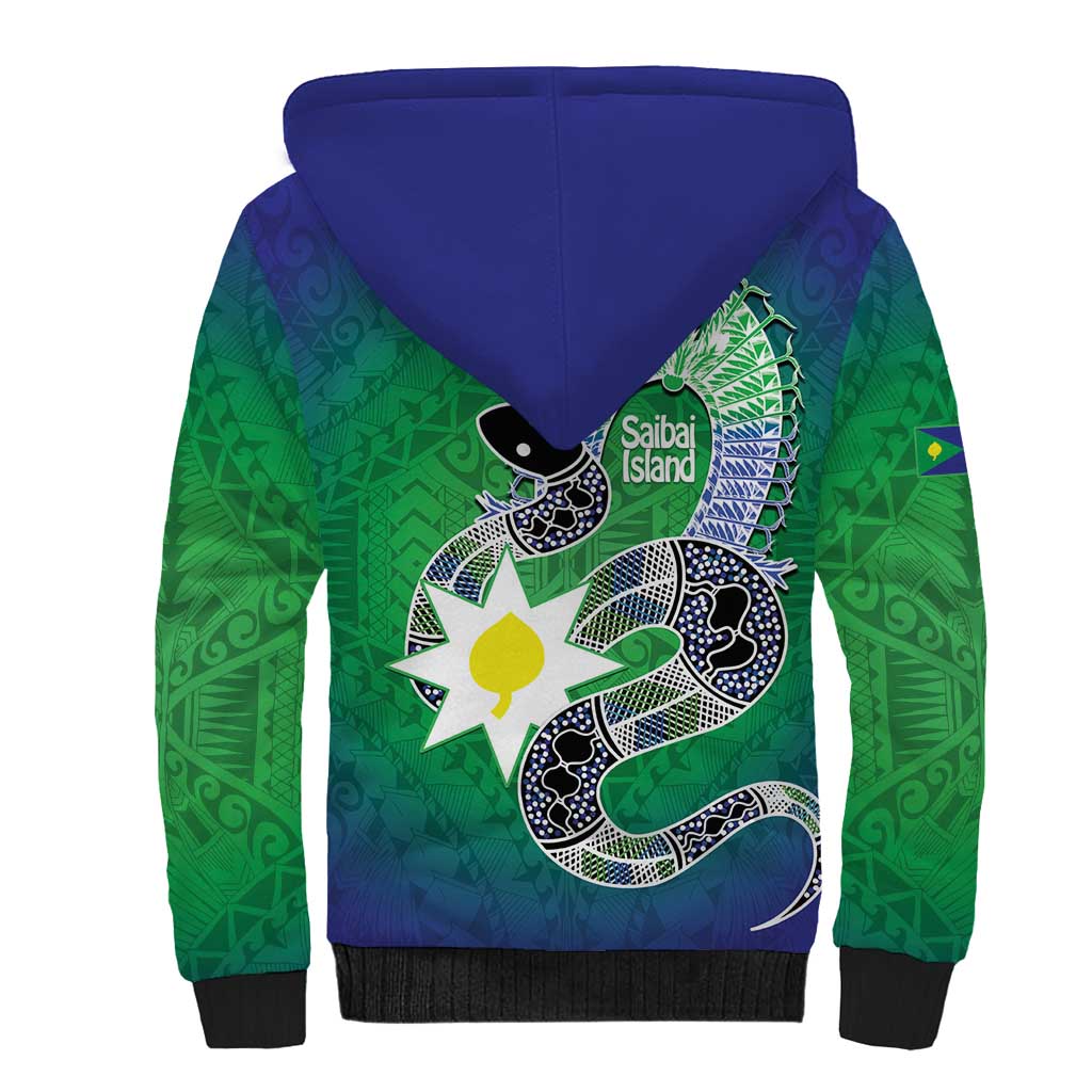 Australia Saibai Island Sherpa Hoodie Papuan Black Snake With Dhari