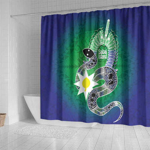 Australia Saibai Island Shower Curtain Papuan Black Snake With Dhari