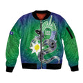Australia Saibai Island Sleeve Zip Bomber Jacket Papuan Black Snake With Dhari