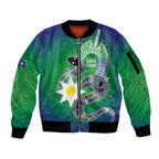 Australia Saibai Island Sleeve Zip Bomber Jacket Papuan Black Snake With Dhari