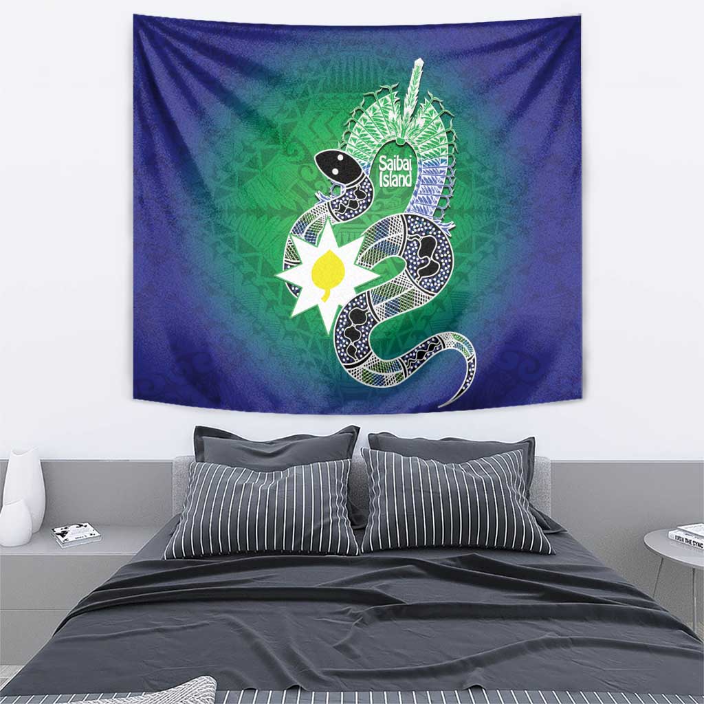 Australia Saibai Island Tapestry Papuan Black Snake With Dhari