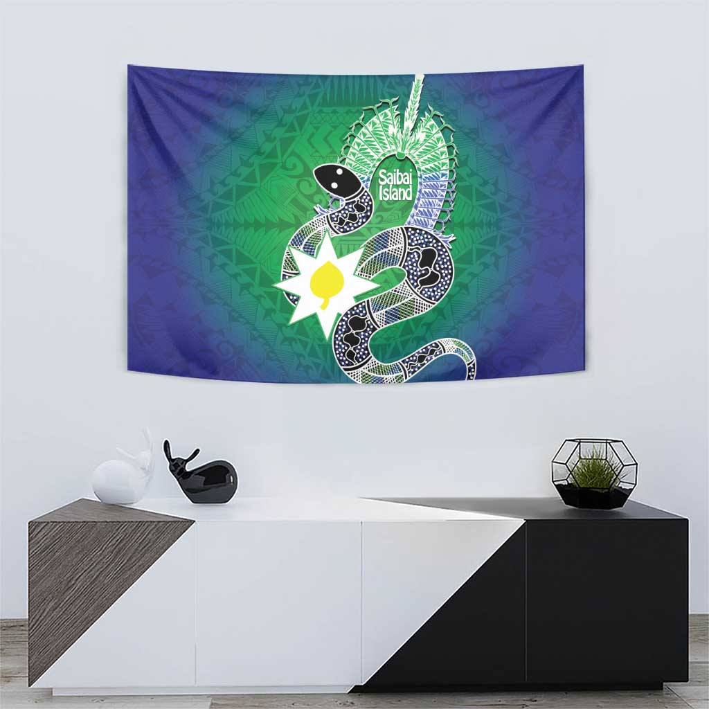 Australia Saibai Island Tapestry Papuan Black Snake With Dhari